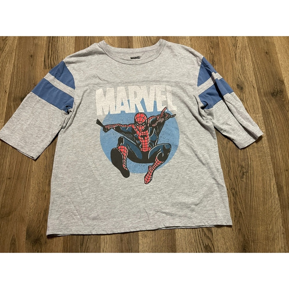 Marvel Shirt, Women's Size Medium, Gray, 3/4 Sleeve, Spiderman, MARVEL #62